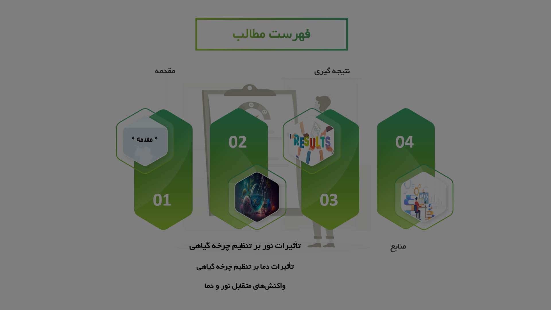 پاورپوینت در مورد تاثیرات نور و دما بر تنظیم چرخه گیاهی